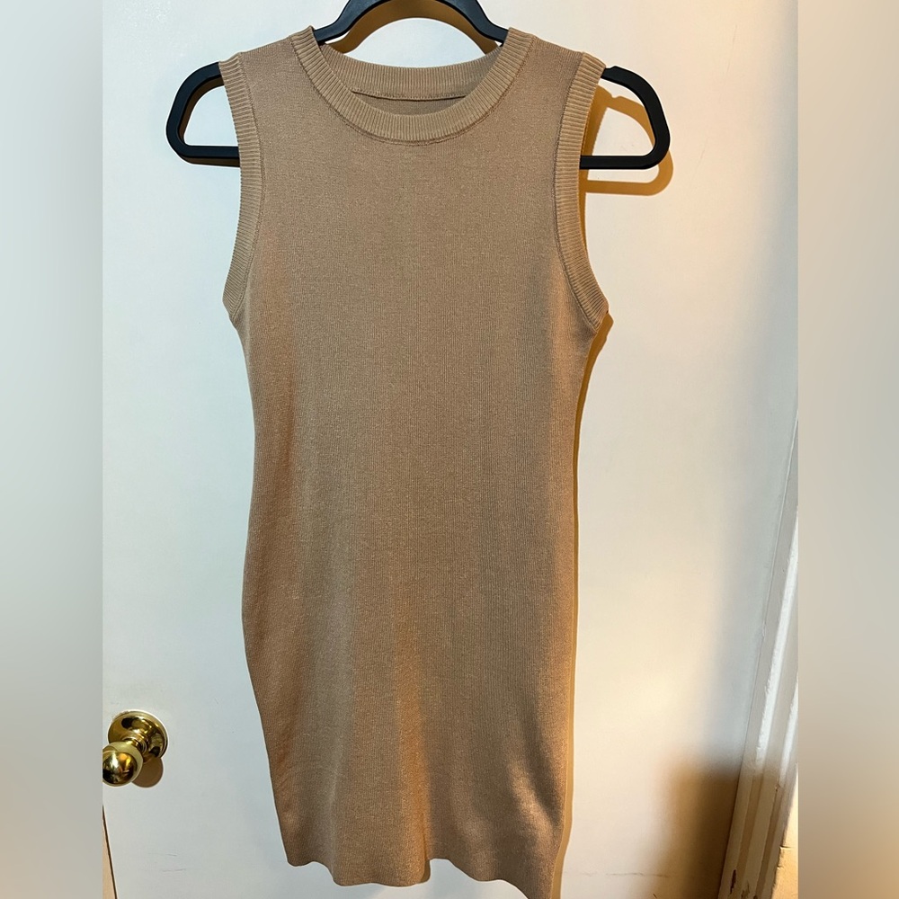 Sleeveless Camel Knit Dress